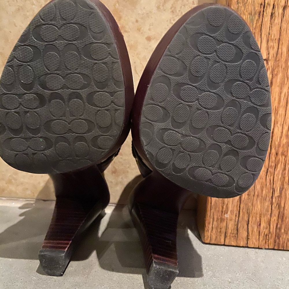 Coach Signature Pattern Mules with Brown Leather - Picture 7 of 7